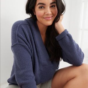 Aerie CozyUp Waffle Sweater Hoodie